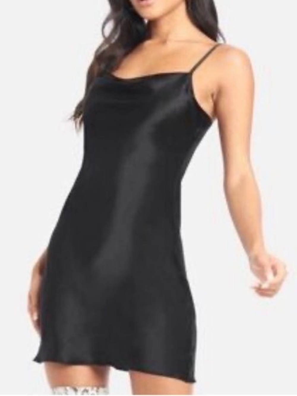 Black Satin Slip Dress with Spaghetti Straps